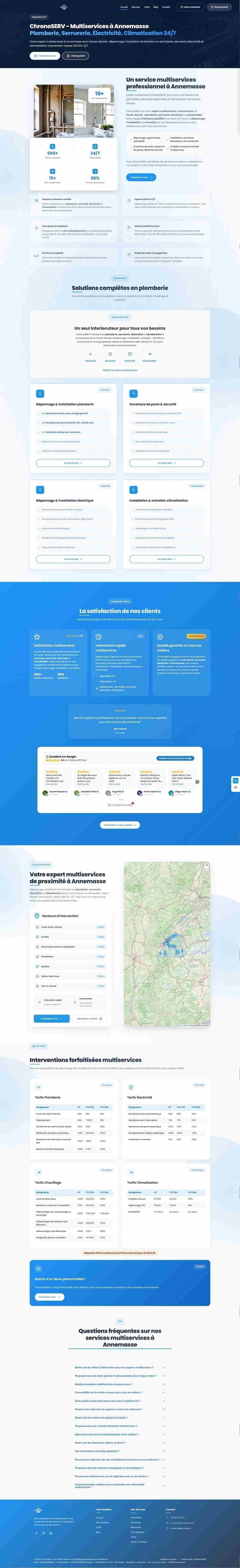 Capture d'écran du site web CHRONO-SERV - Site vitrine moderne pour une entreprise de plomberie réalisé par l'agence web Domoveillance