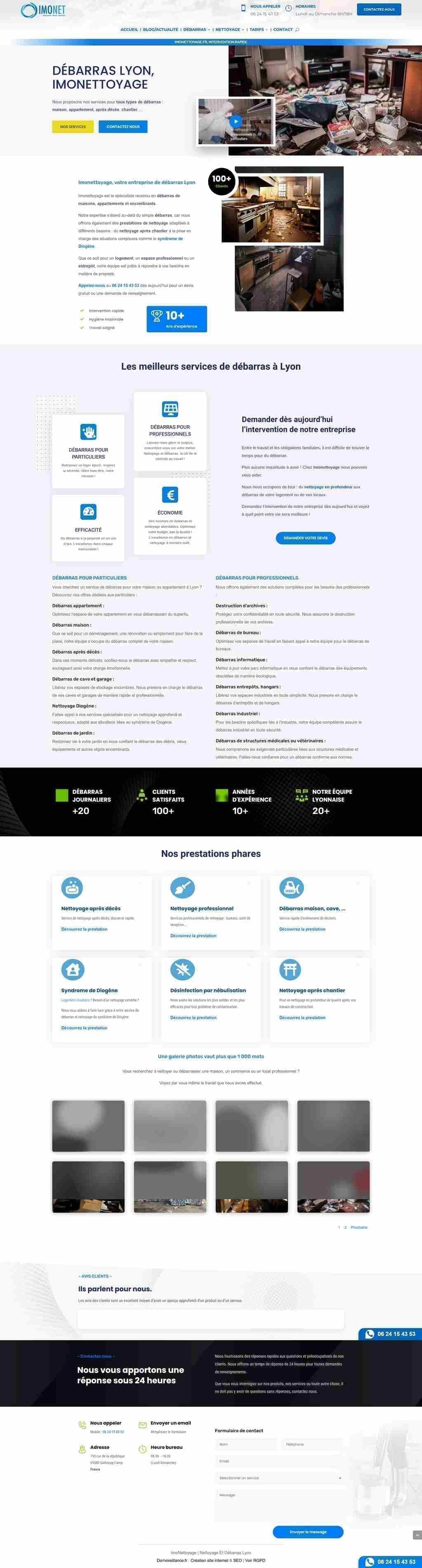 Capture d'écran du site web IMONETTOYAGE - Plateforme digitale pour services de nettoyage avec réservation en ligne réalisé par l'agence web Domoveillance
