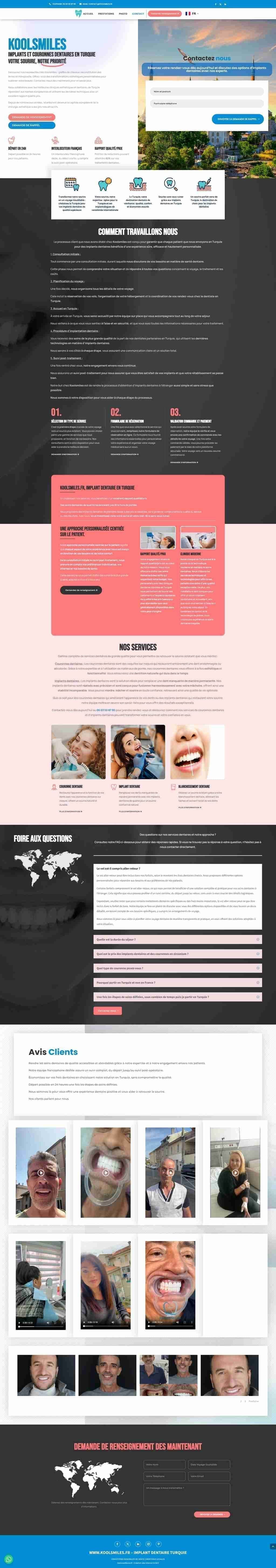 Capture d'écran du site web KOOLSMILES - Site médical moderne avec système de consultation en ligne et galerie avant/après réalisé par l'agence web Domoveillance