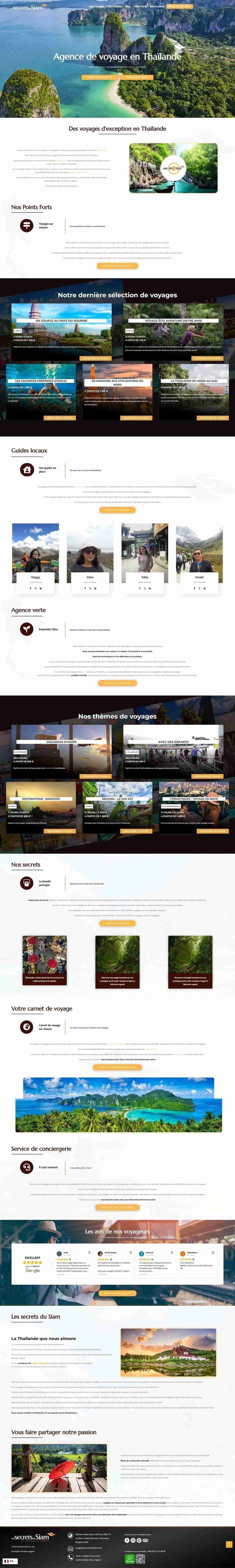 Capture d'écran du site web LESSECRETSDUSIAM - Site e-commerce premium pour agence de voyage spécialisée Thaïlande avec blog intégré et réservation en ligne. réalisé par l'agence web Domoveillance
